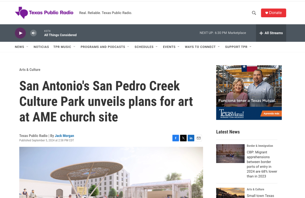 San Antonio's San Pedro Creek Culture Park unveils plans for art at AME church site - Website Preview
