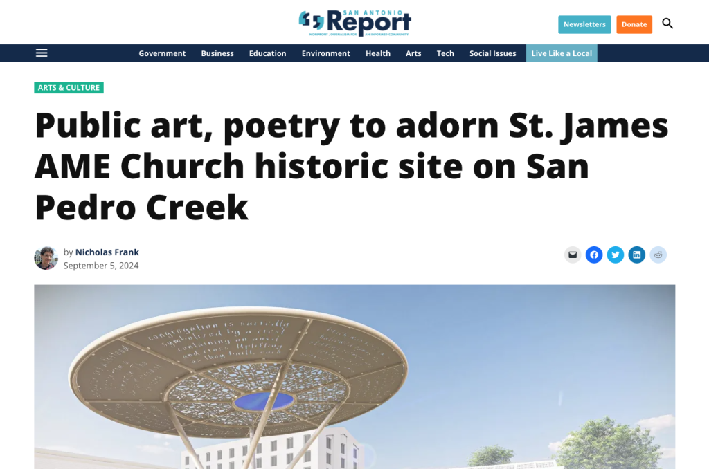 Public art, poetry to adorn St. James AME Church historic site on San Pedro Creek website preview