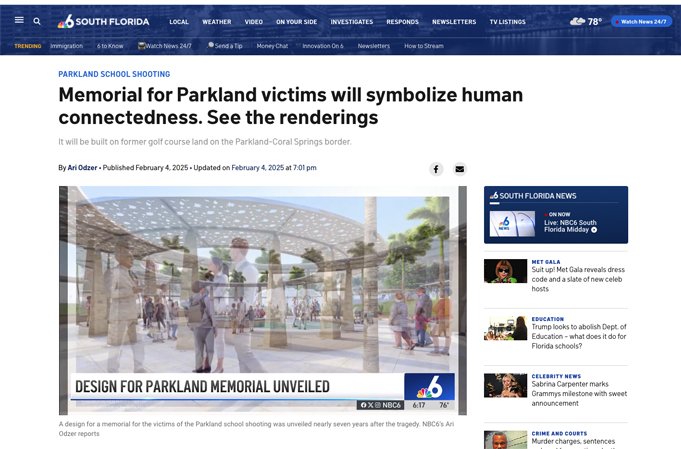 Memorial for Parkland victims will symbolize human connectedness