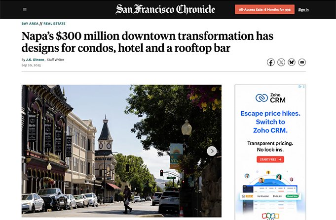 Napa's $300 million downtown transformation has designs for condos, hotel, and rooftop bar